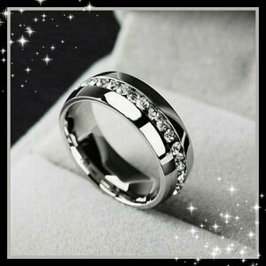 Titanium ✦ White Sapphire Ring ✦ Solid Titanium Eternity Band Unisex Wedding NWT